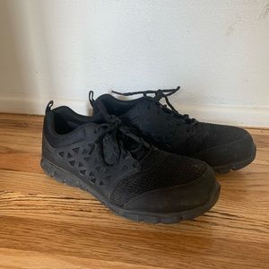 Black steel toe sneakers Reebok